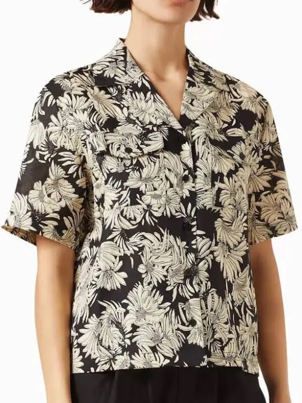 ANINE BING Hamilton Button Down Floral Shirt In Black
